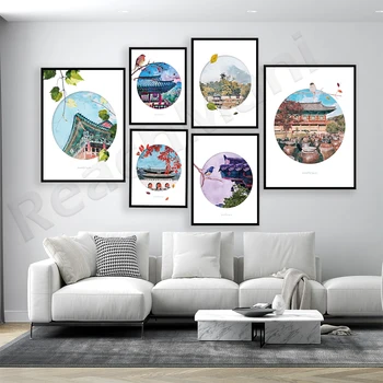 coreea poster, pictura coreeană, coreea de călătorie, seul, acuarelă călătorie poster, de călătorie de perete de arta, pictura coreeană, seul poster